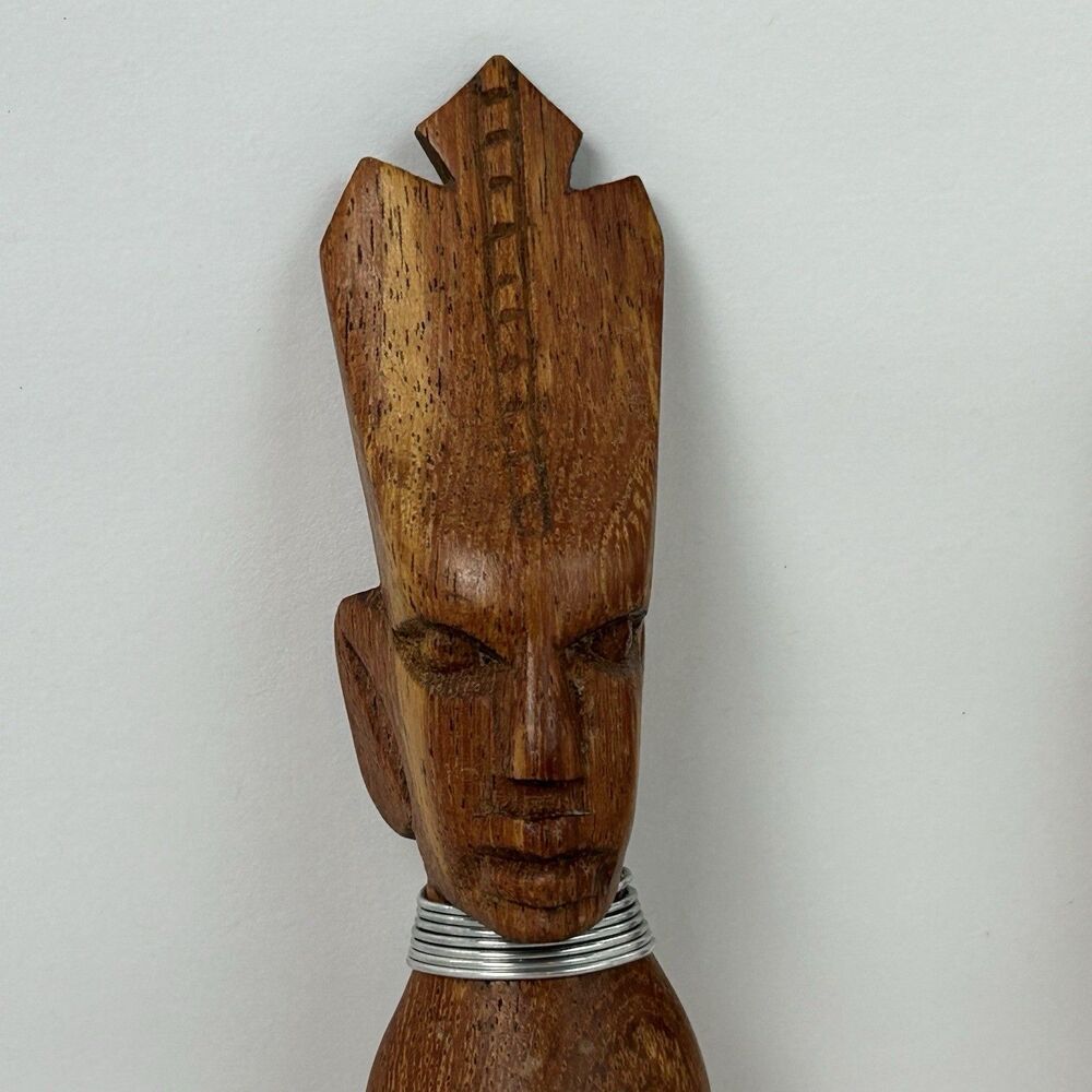 Hand Carved African Wooden Salad Server Spoon Fork Set Kenya A Leo Product - Picture 3 of 13